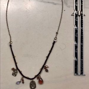 Garnet colored and lavender beaded necklace